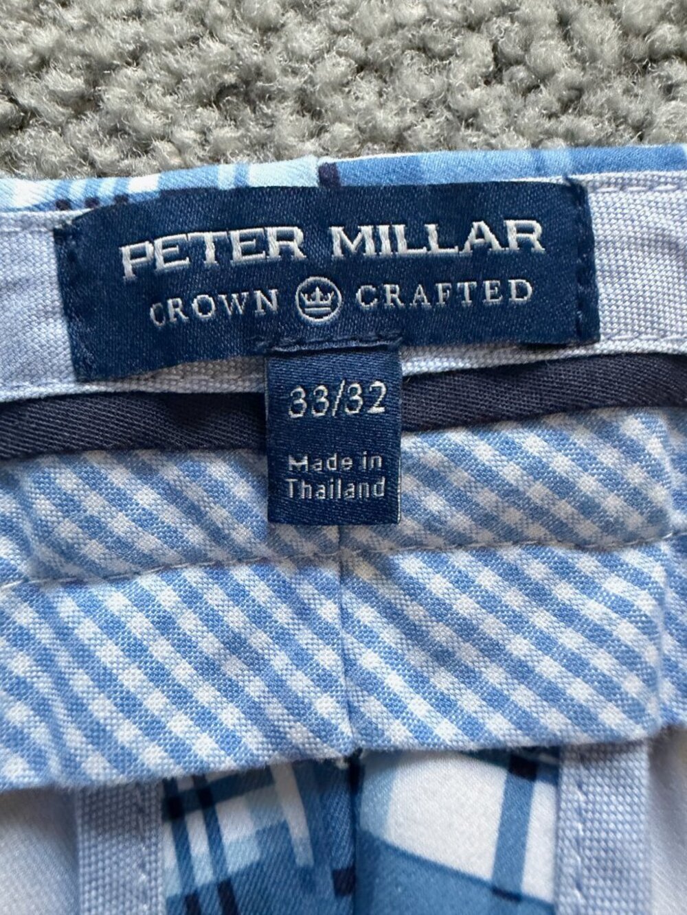 Peter Millar Crown Crafted "Stealth Madras" Golf Pants Blue Patchwork Sz. 33/32 - Picture 4 of 10